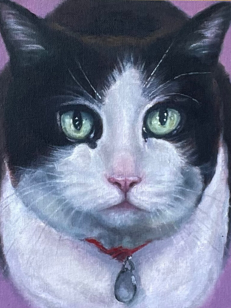 Portrait in oil of Mimi.